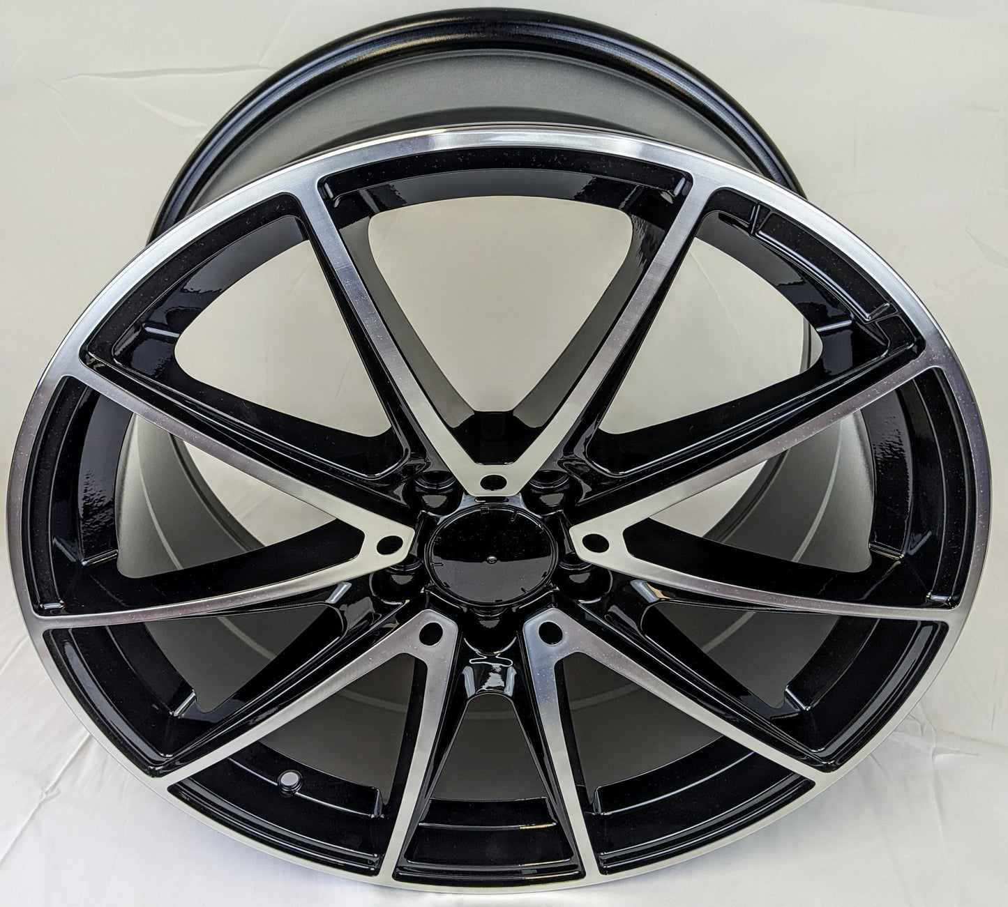 Set of 4 Wheels 19" x 8.5" and 19" x 9.5" Black Machined Rims