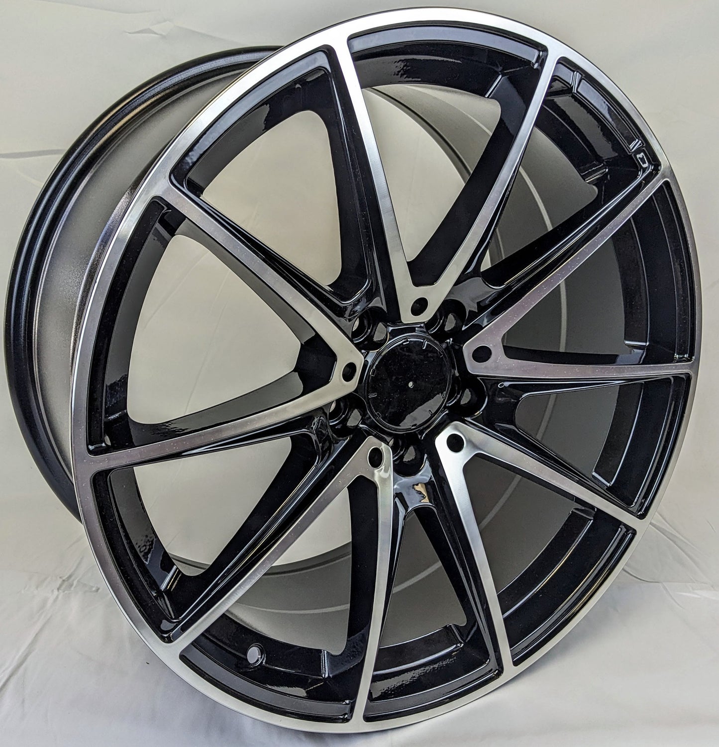 Set of 4 Wheels 19" x 8.5" and 19" x 9.5" Black Machined Rims