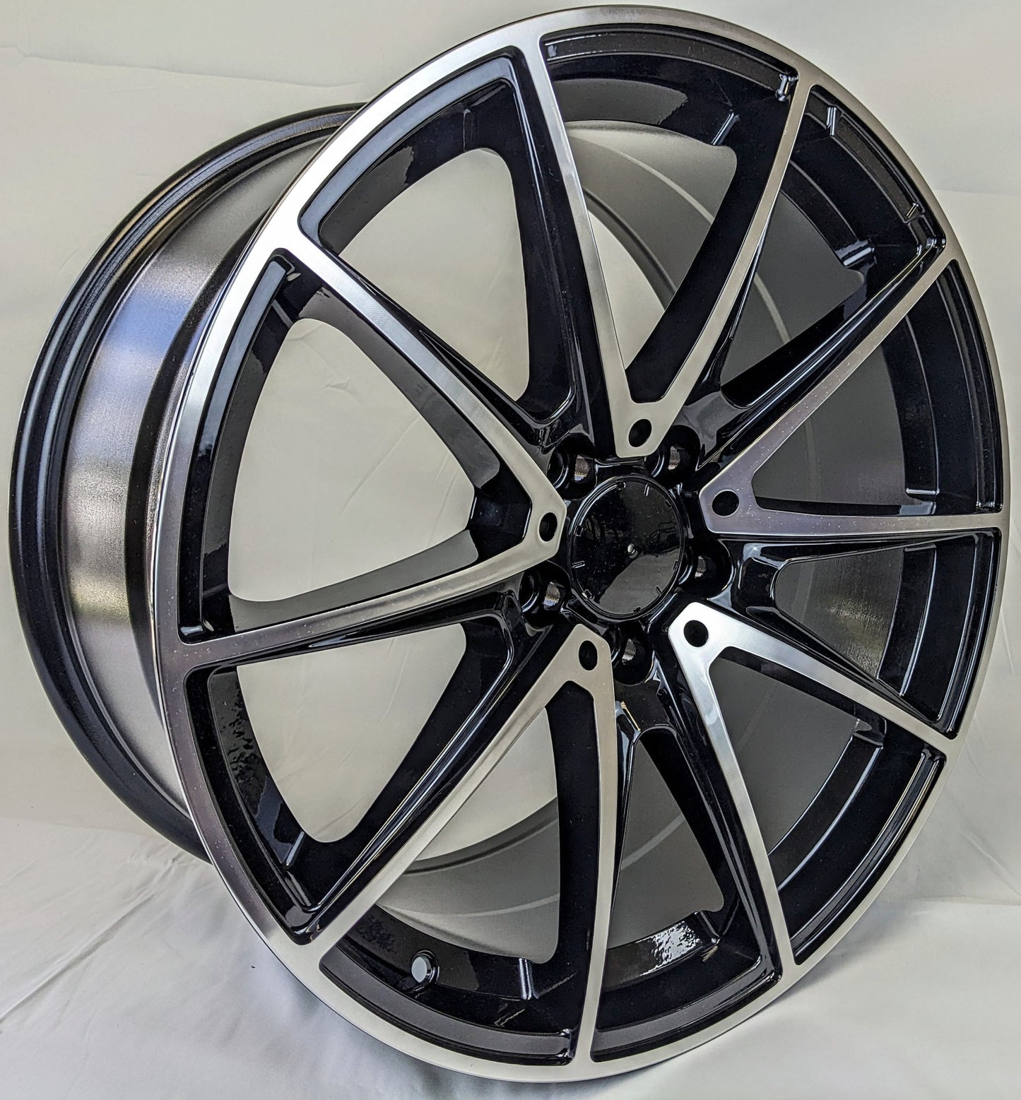 Set of 4 Wheels 19" x 8.5" and 19" x 9.5" Black Machined Rims