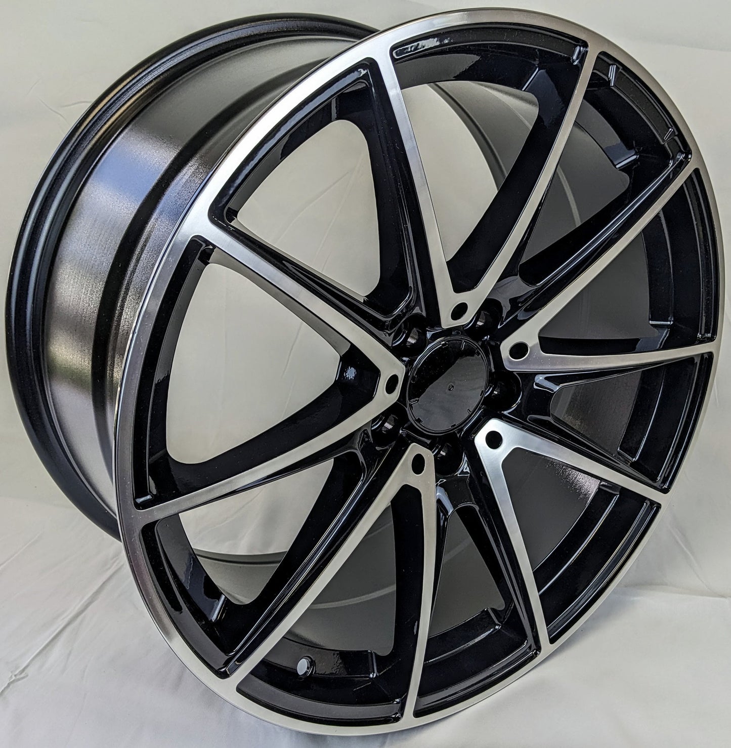 Set of 4 Wheels 19" x 8.5" and 19" x 9.5" Black Machined Rims