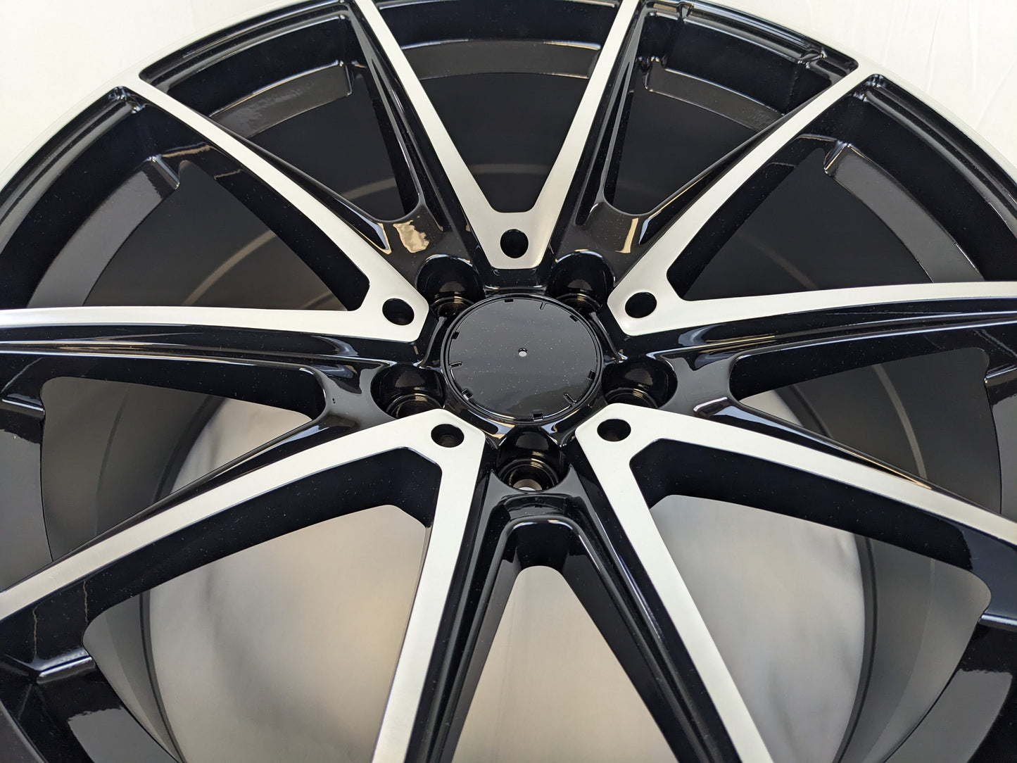 Set of 4 Wheels 19" x 8.5" and 19" x 9.5" Black Machined Rims